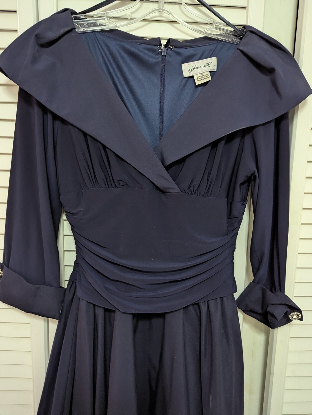 Jessica Navy Vintage-Inspired Draped Waist Dress